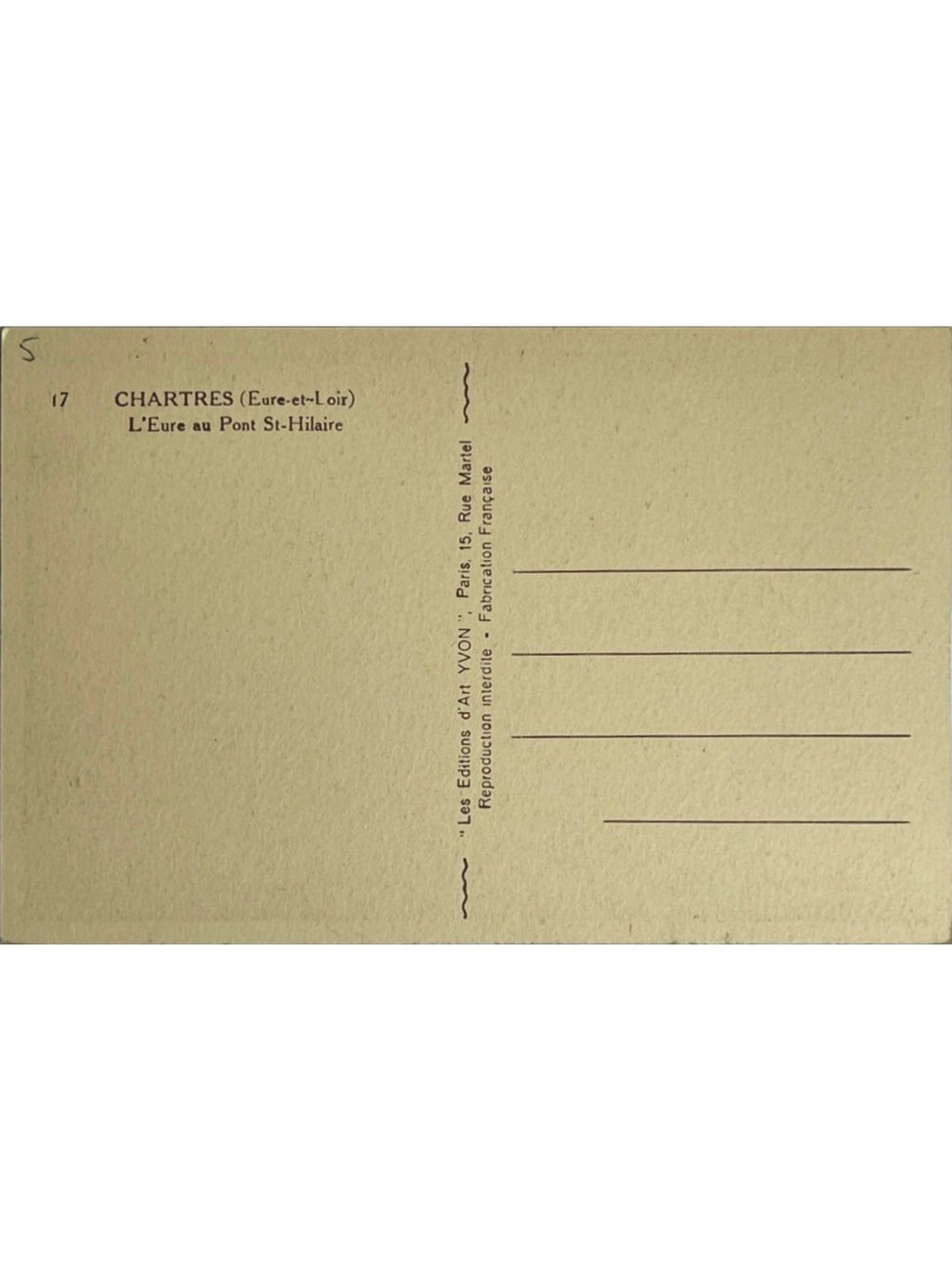 Verso de la carte postale