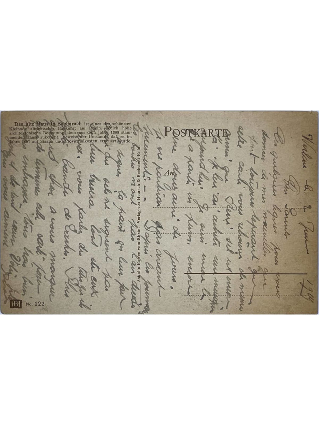 Verso de la carte postale