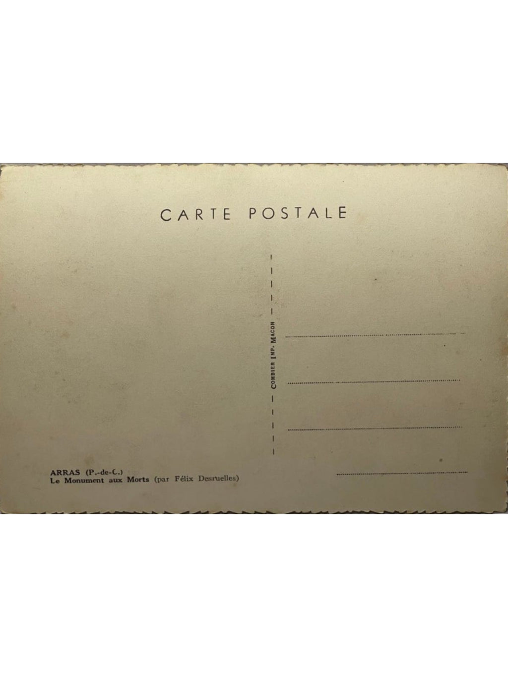 Verso de la carte postale