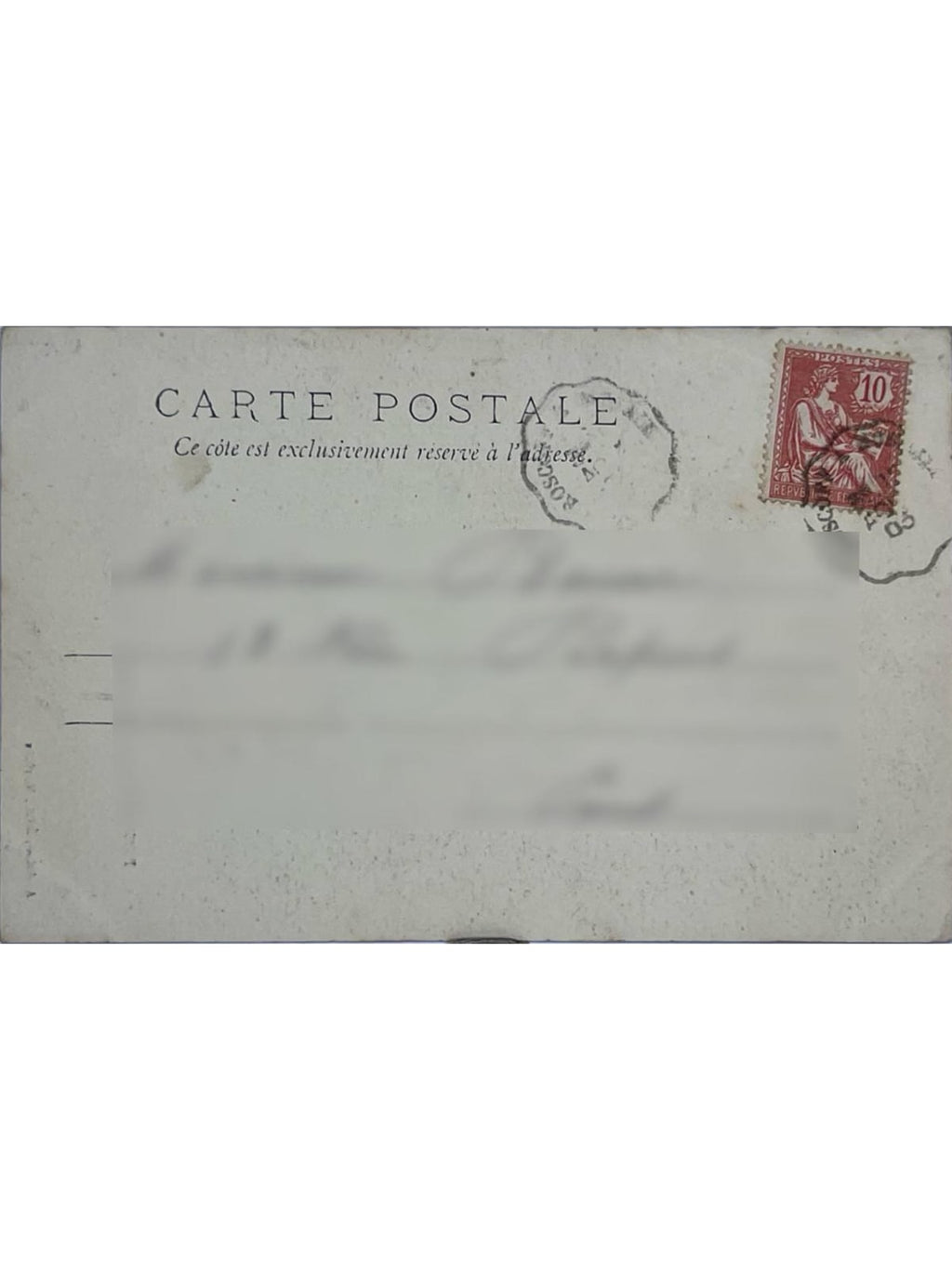 Verso de la carte postale