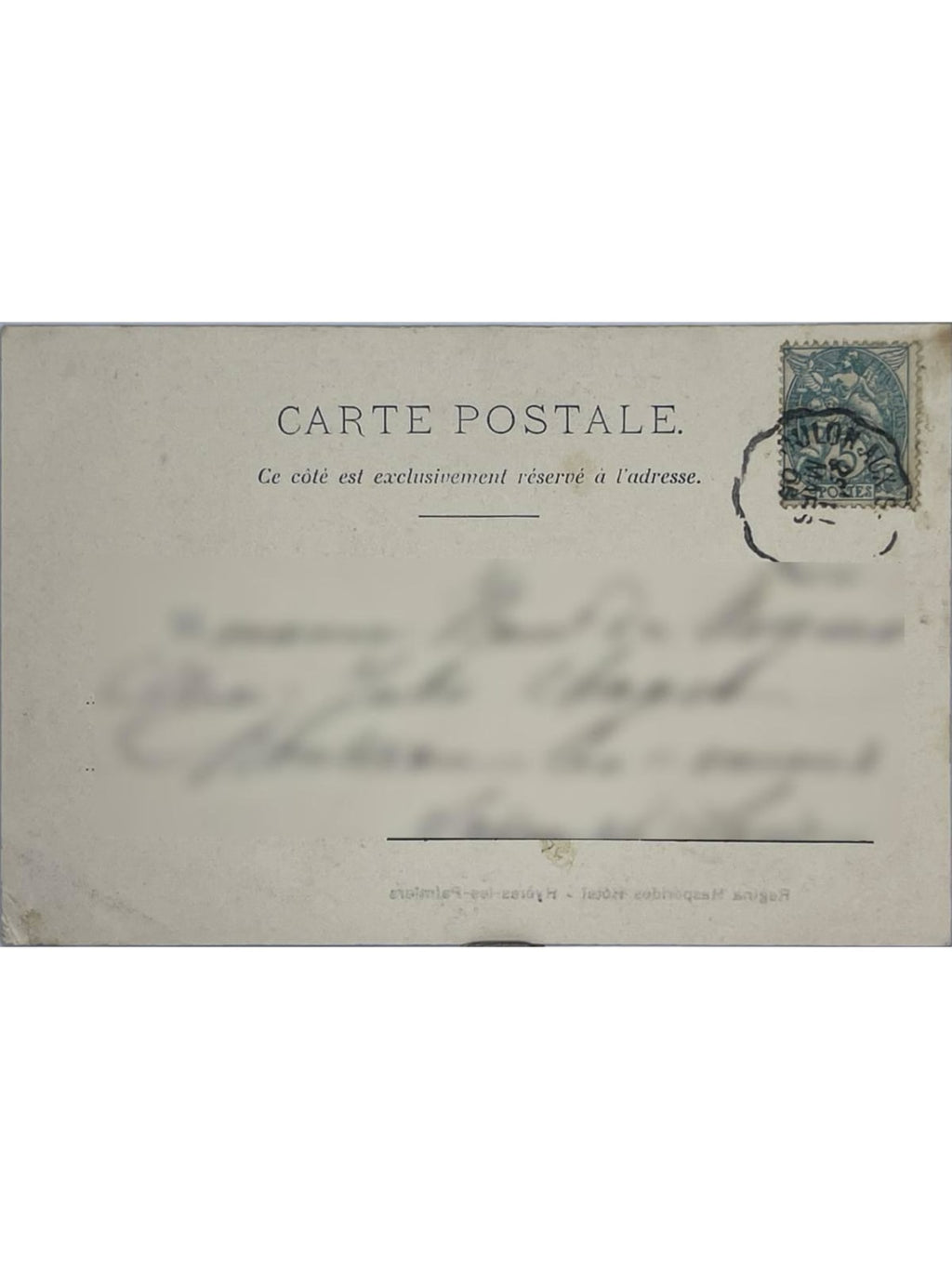 Verso de la carte postale