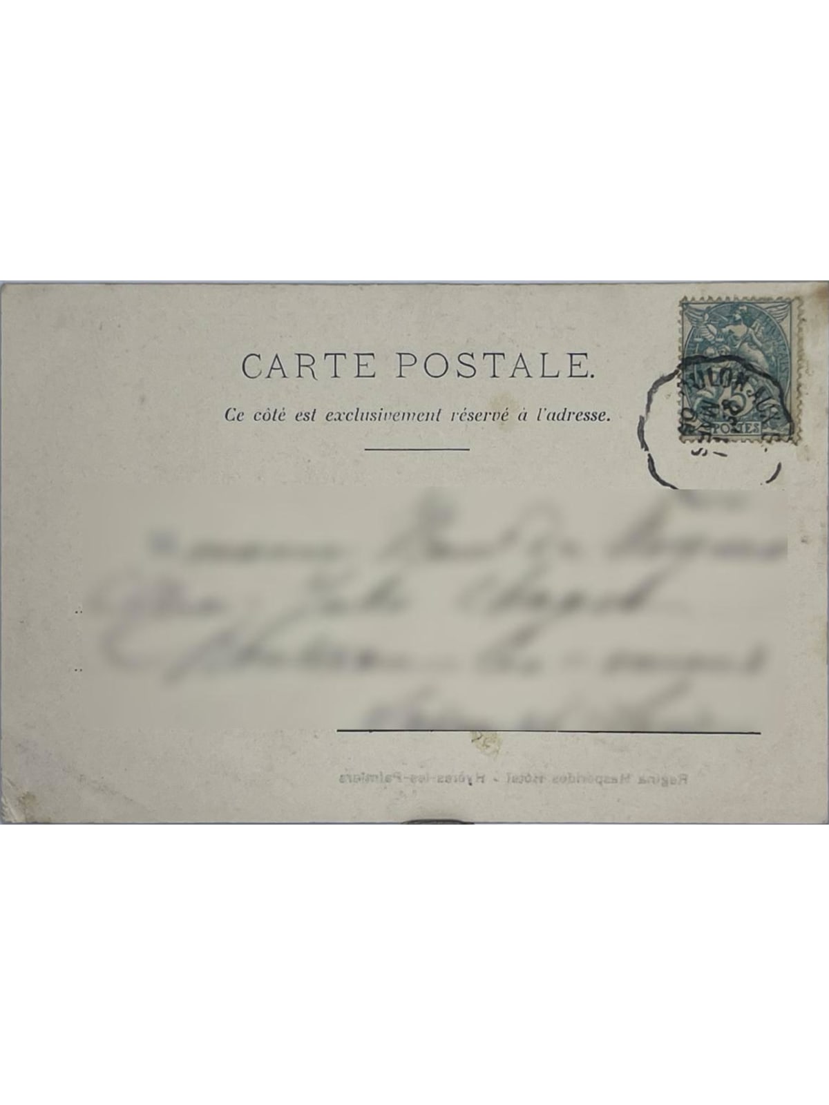 Verso de la carte postale