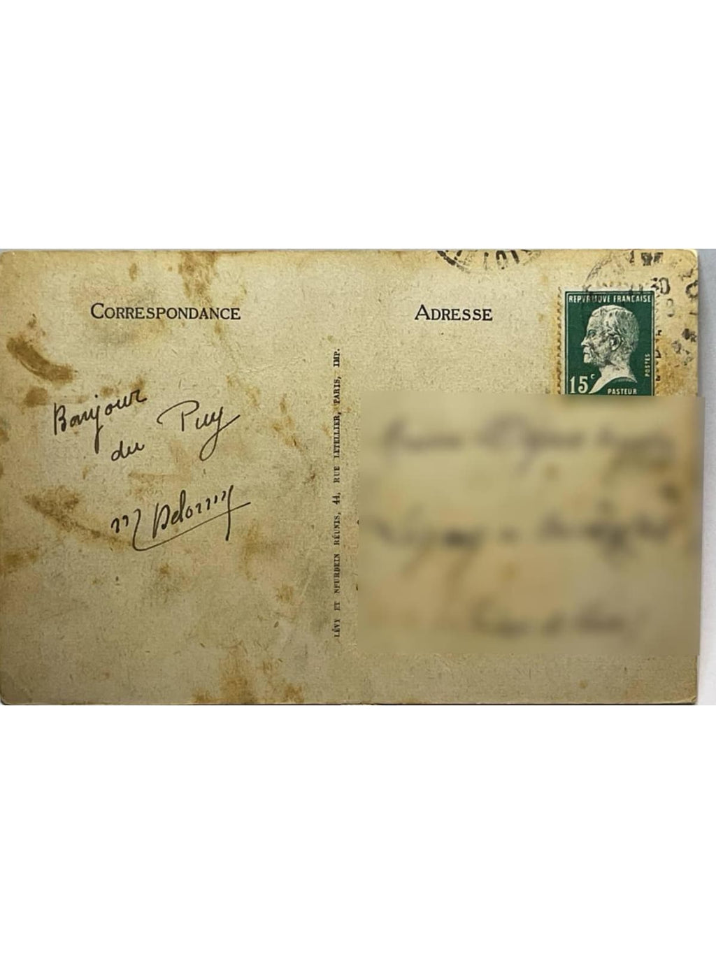 Verso de la carte postale