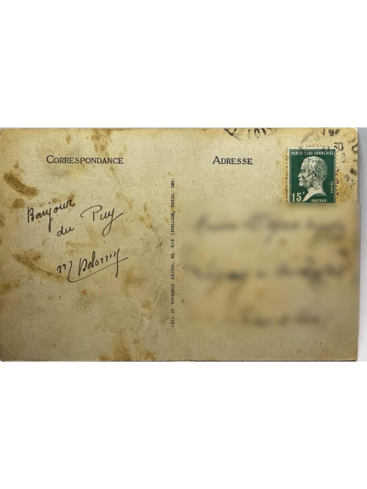 Verso de la carte postale