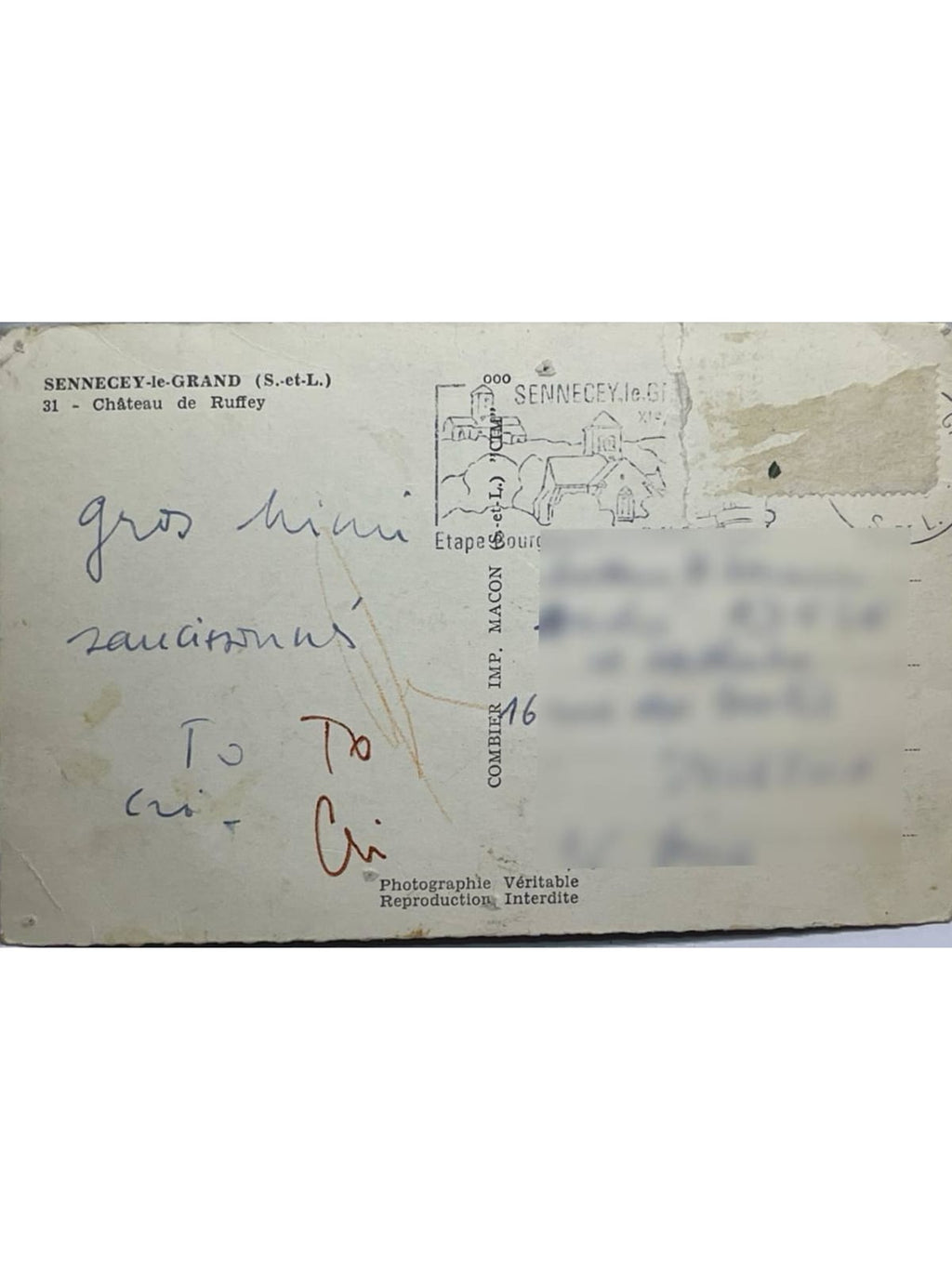 Verso de la carte postale