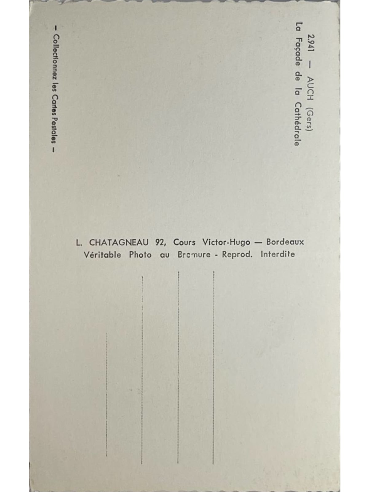 Verso de la carte postale