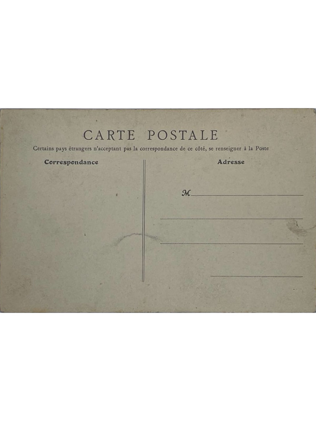 Verso de la carte postale