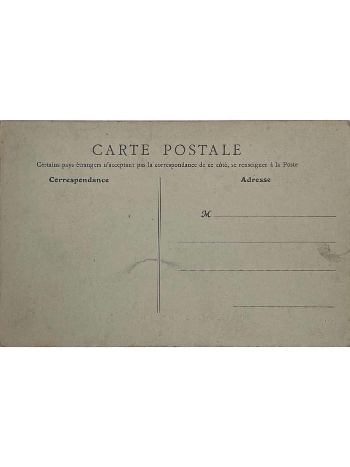Verso de la carte postale