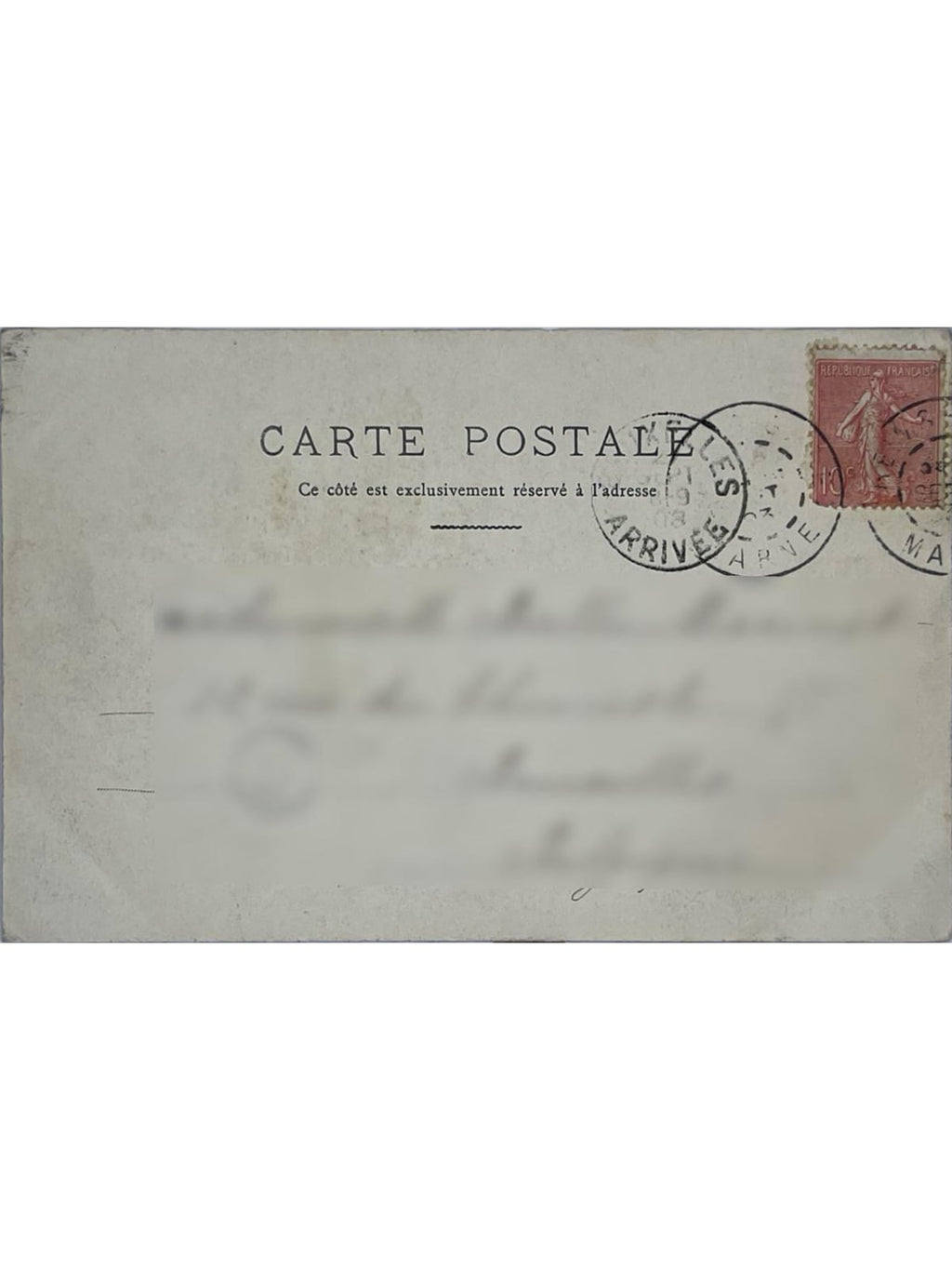 Verso de la carte postale