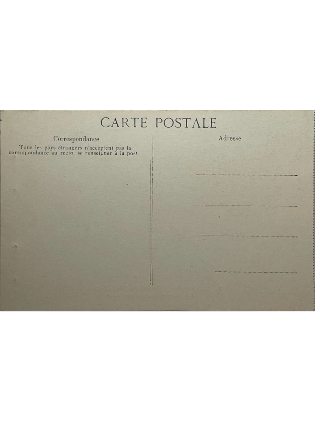Verso de la carte postale