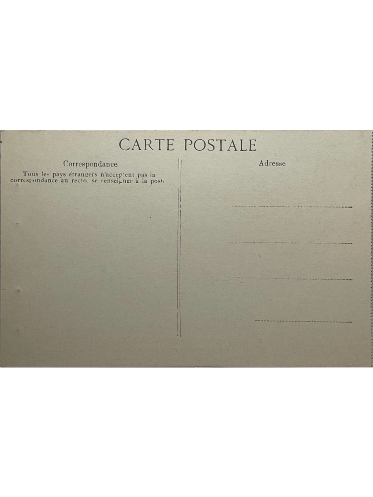 Verso de la carte postale