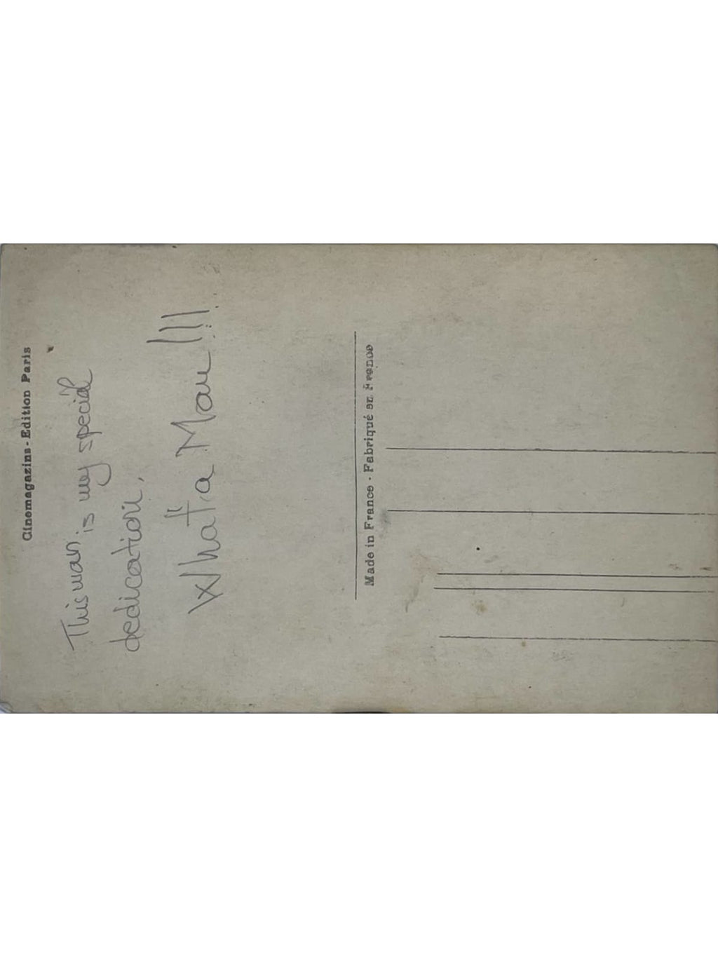 Verso de la carte postale