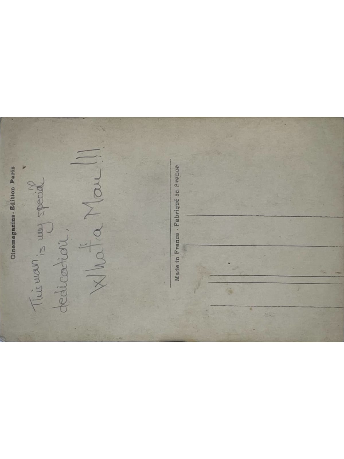 Verso de la carte postale