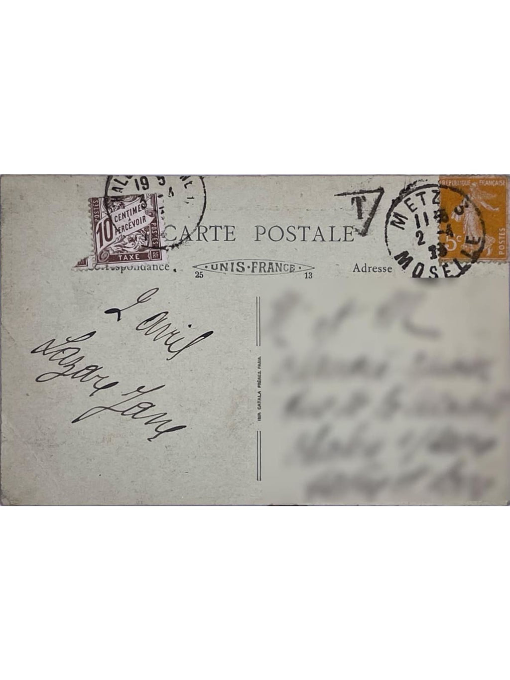 Verso de la carte postale