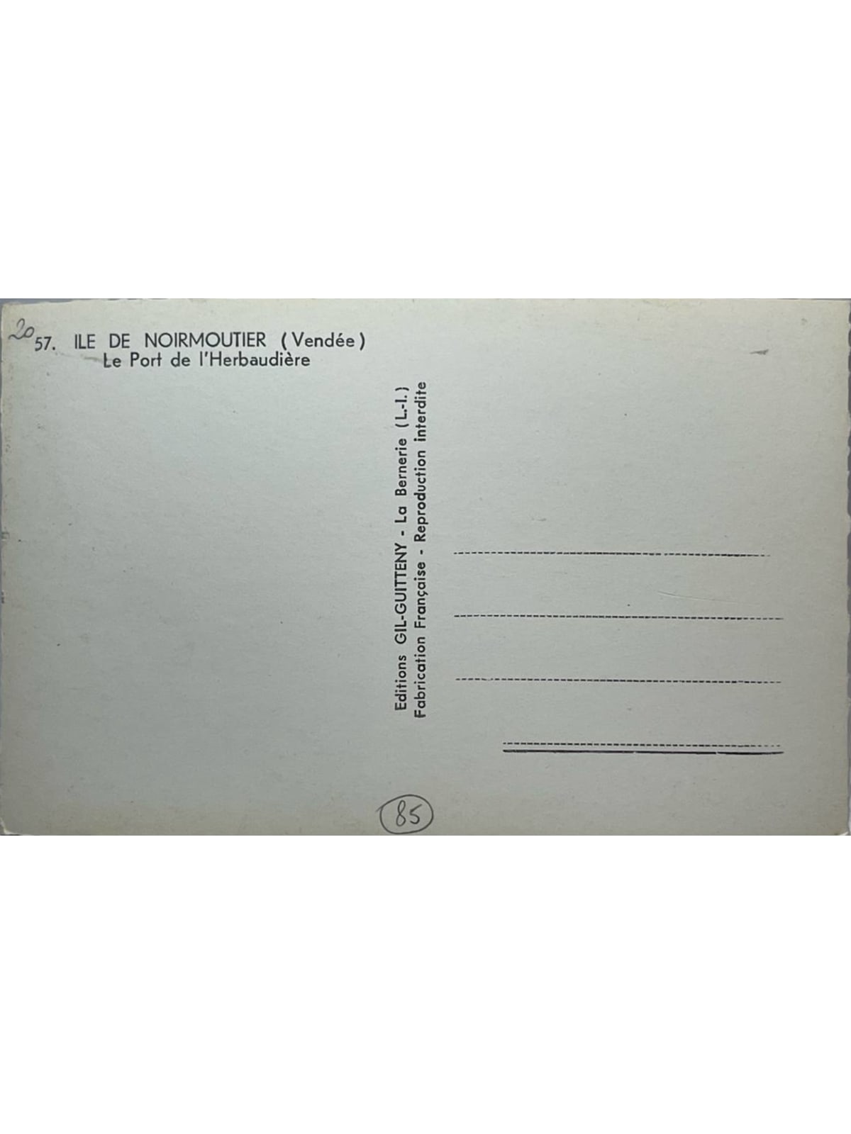 Verso de la carte postale