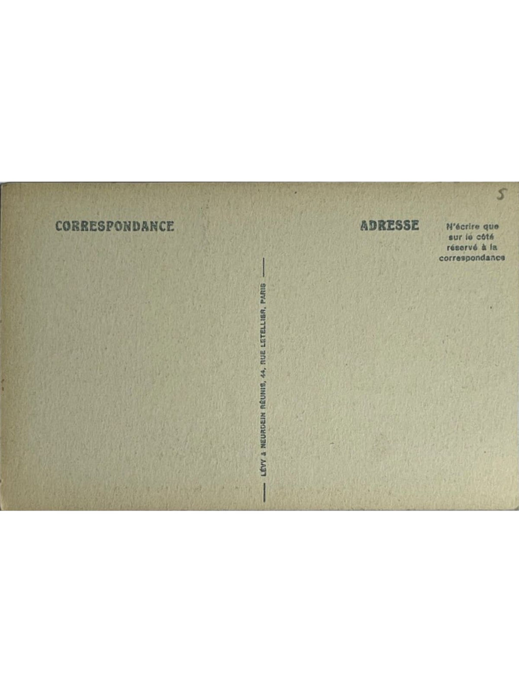 Verso de la carte postale
