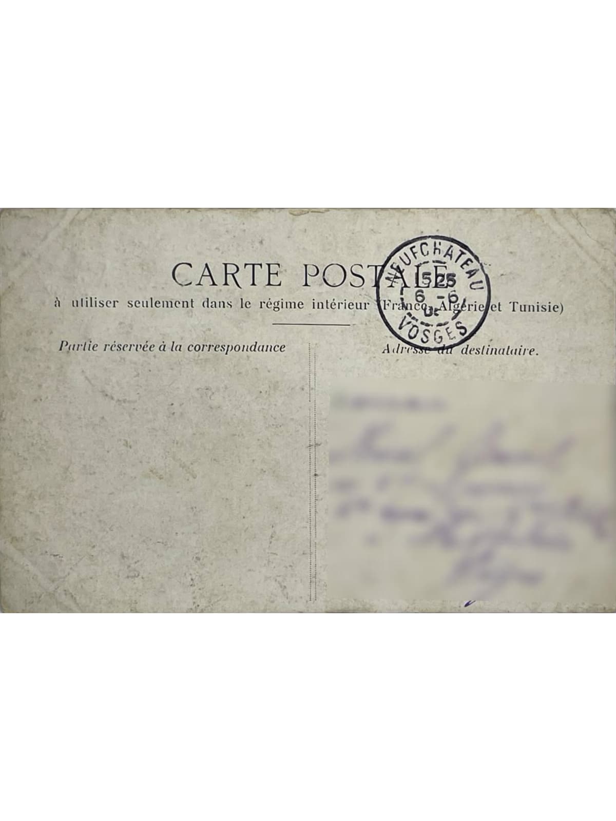 Verso de la carte postale