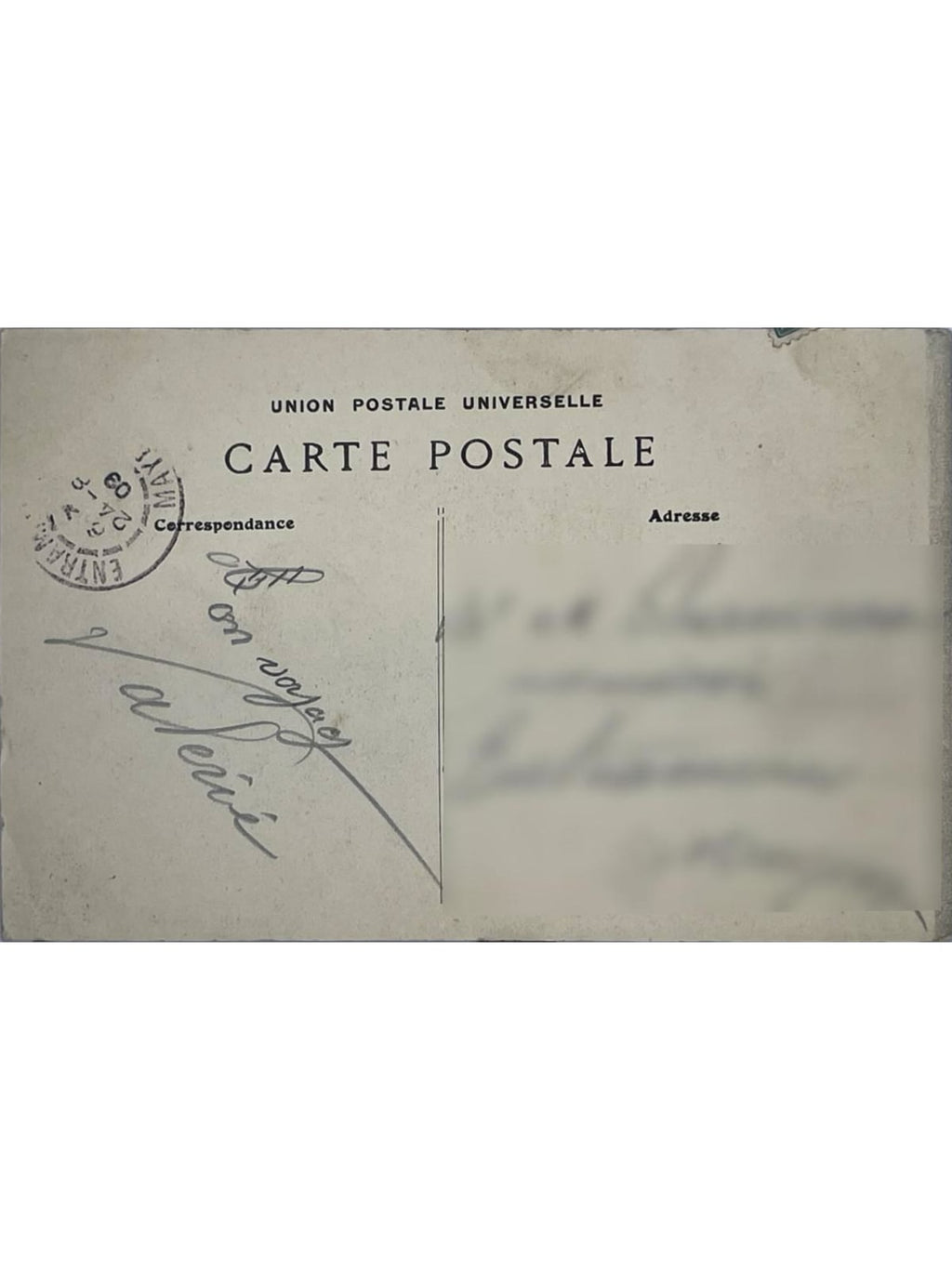 Verso de la carte postale