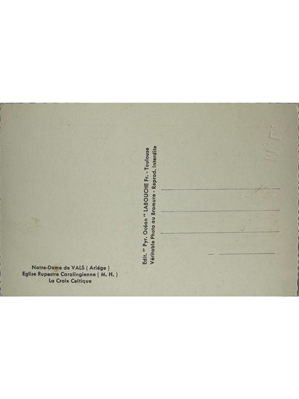 Verso de la carte postale