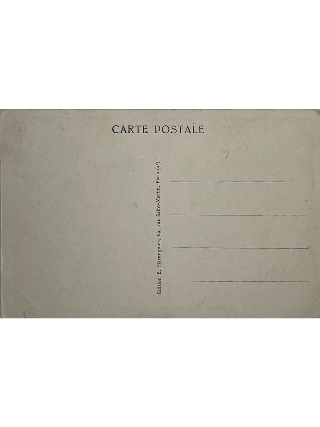 Verso de la carte postale