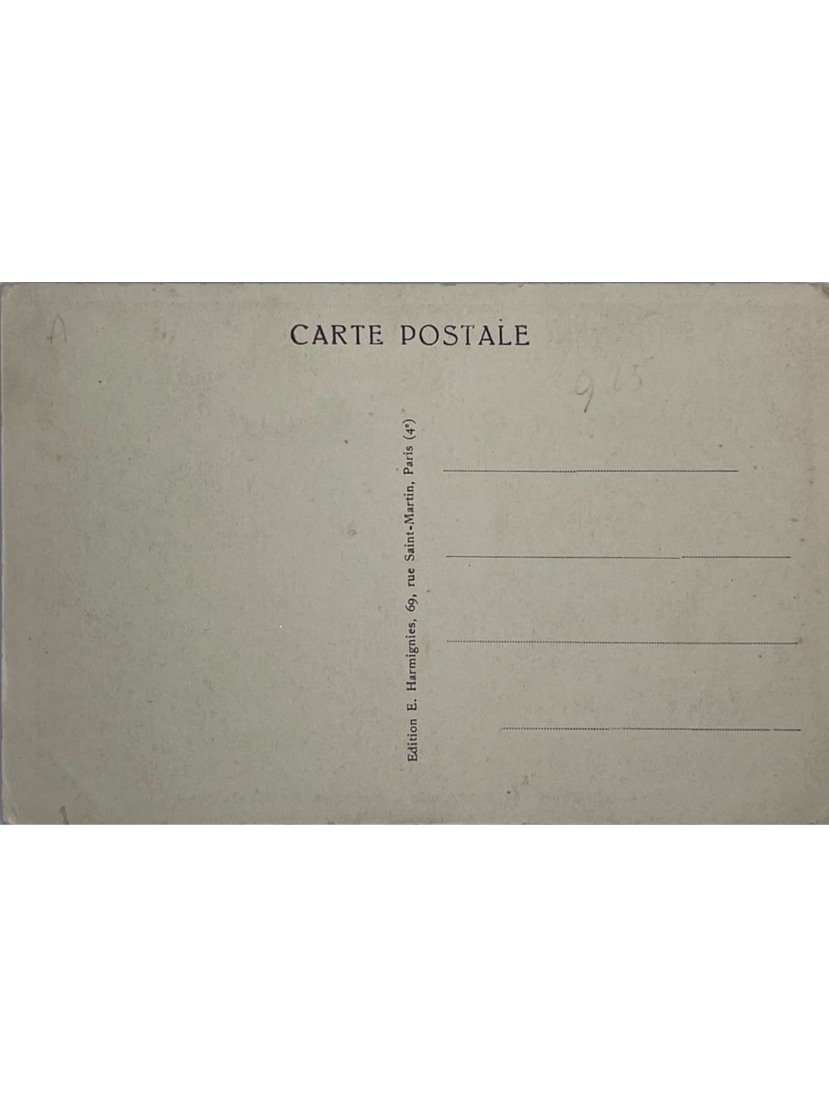 Verso de la carte postale