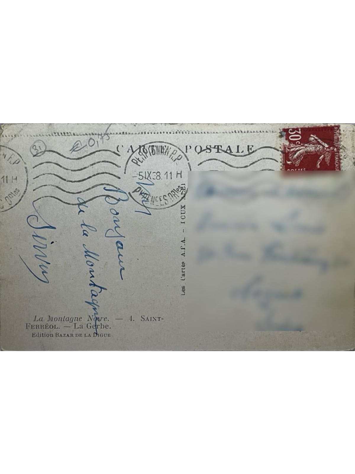 Verso de la carte postale
