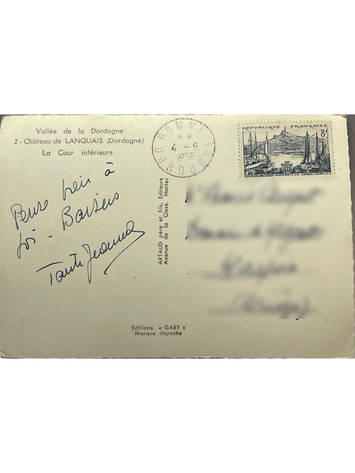 Verso de la carte postale
