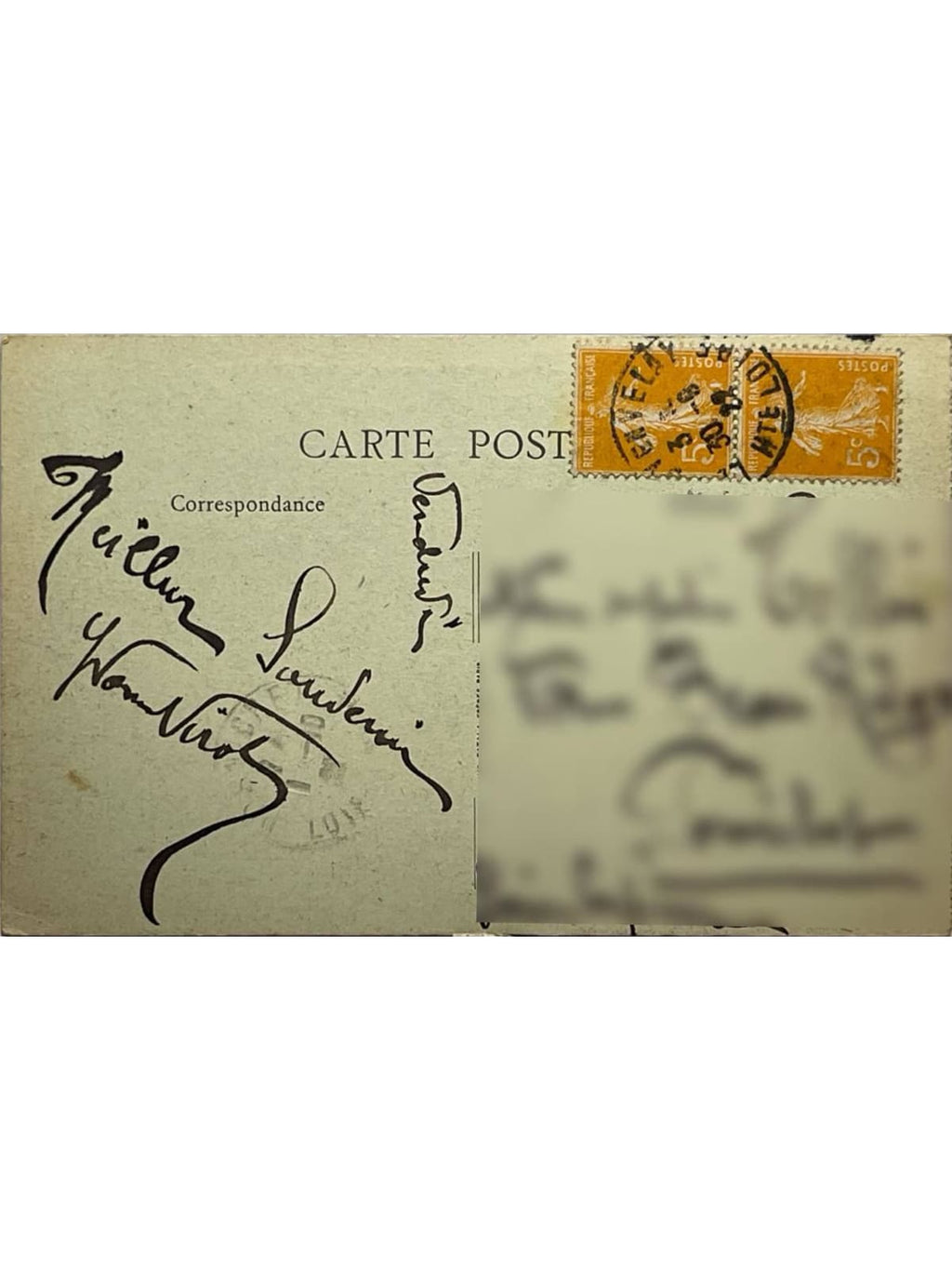 Verso de la carte postale
