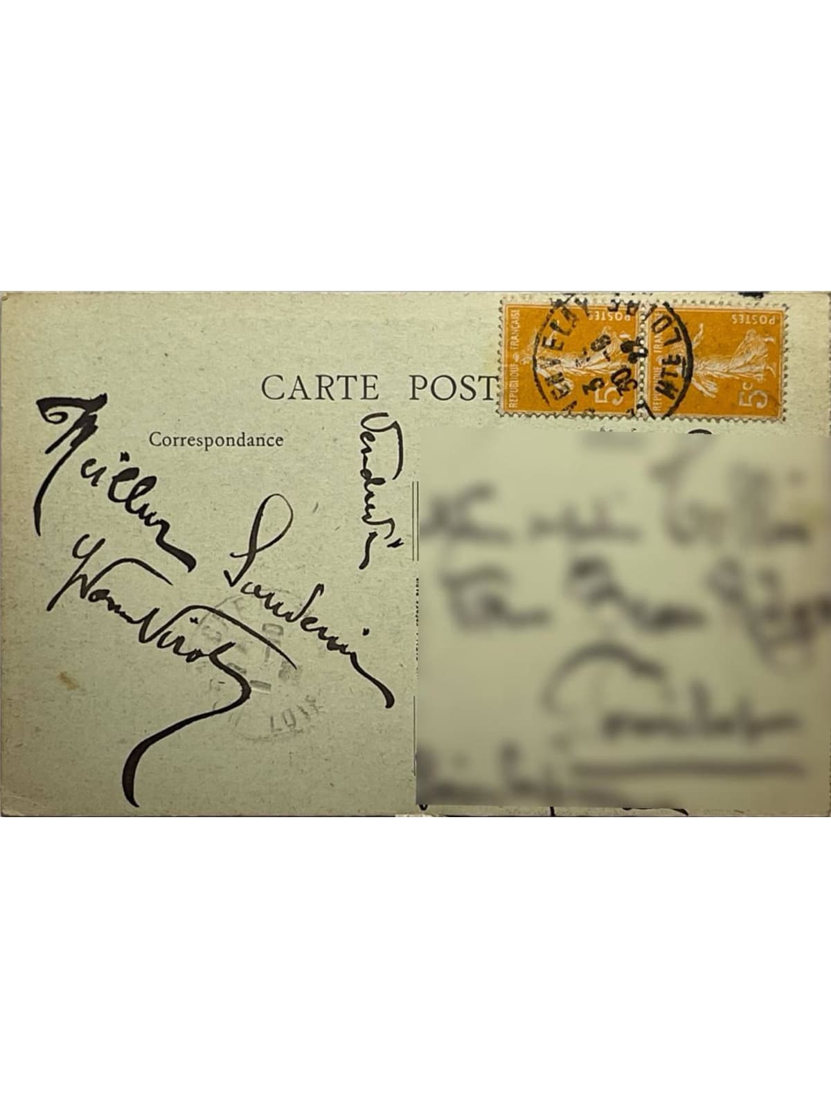 Verso de la carte postale