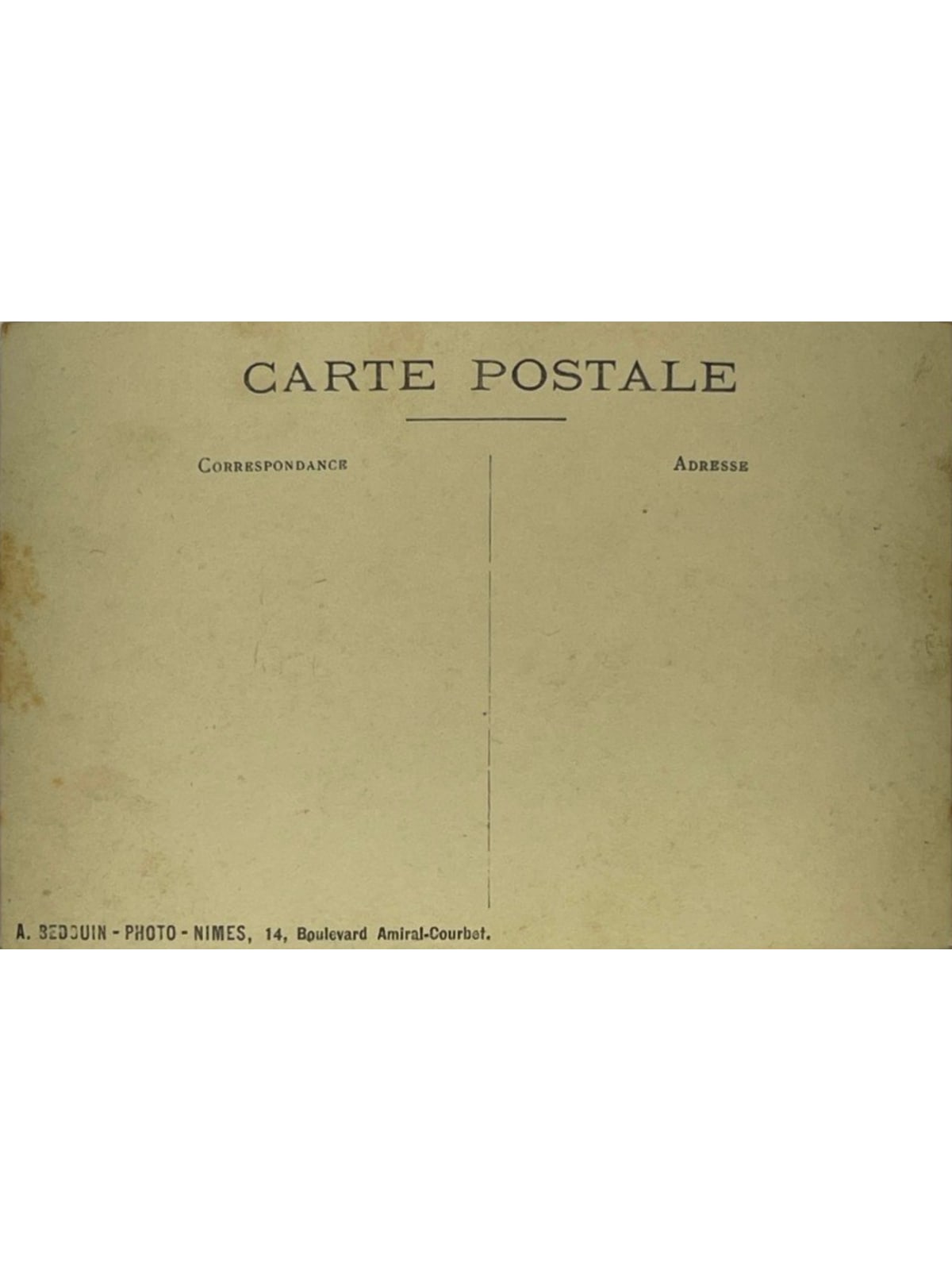 Verso de la carte postale
