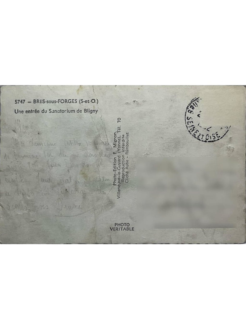 Verso de la carte postale