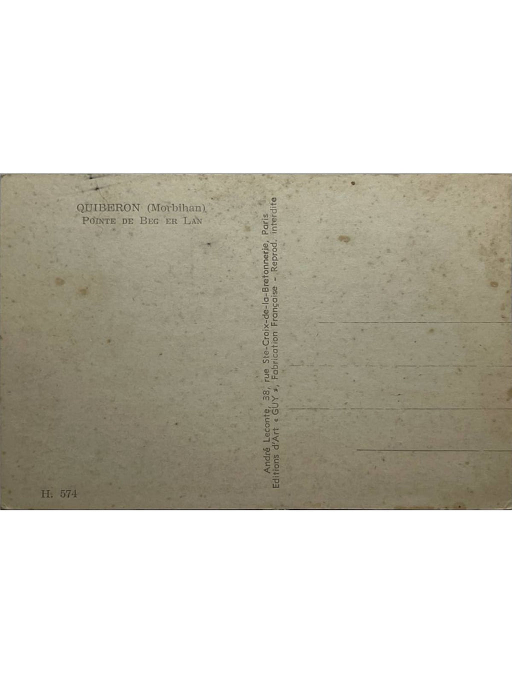 Verso de la carte postale