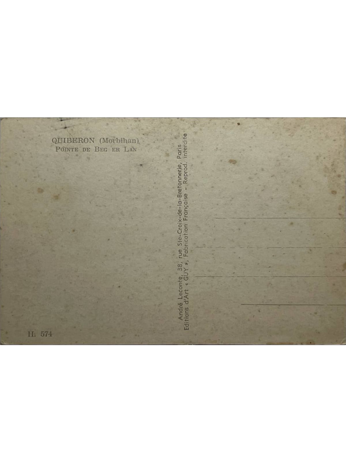Verso de la carte postale