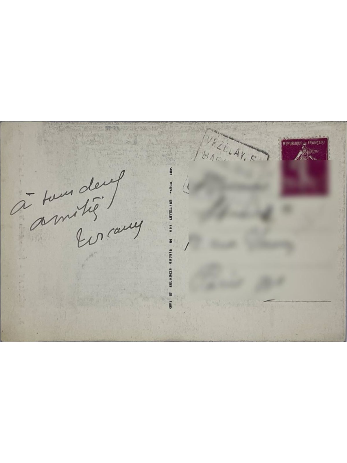 Verso de la carte postale