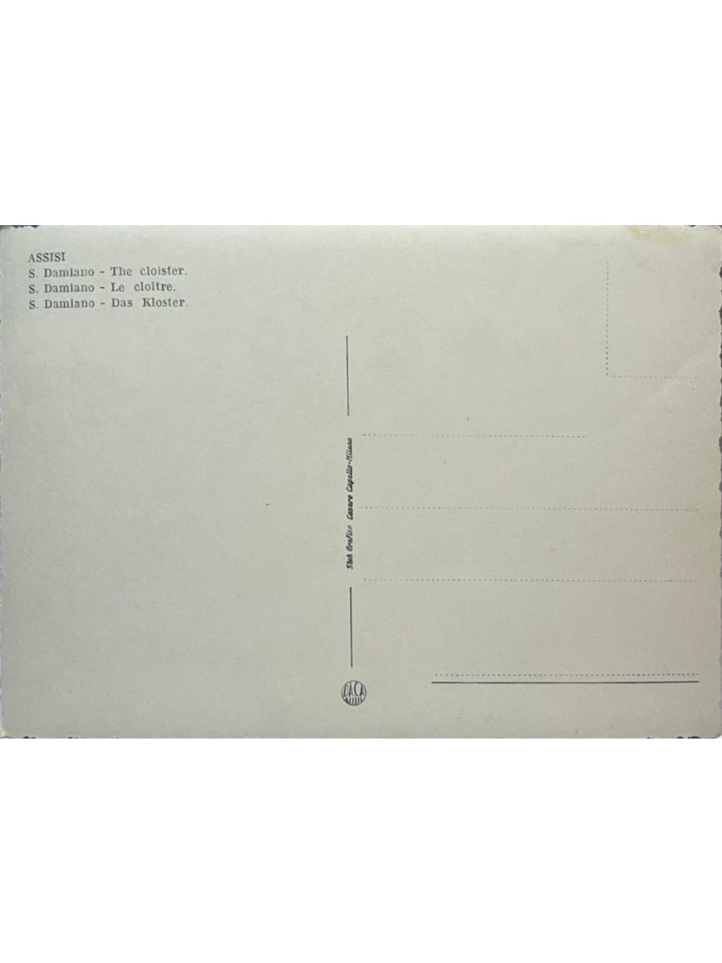 Verso de la carte postale