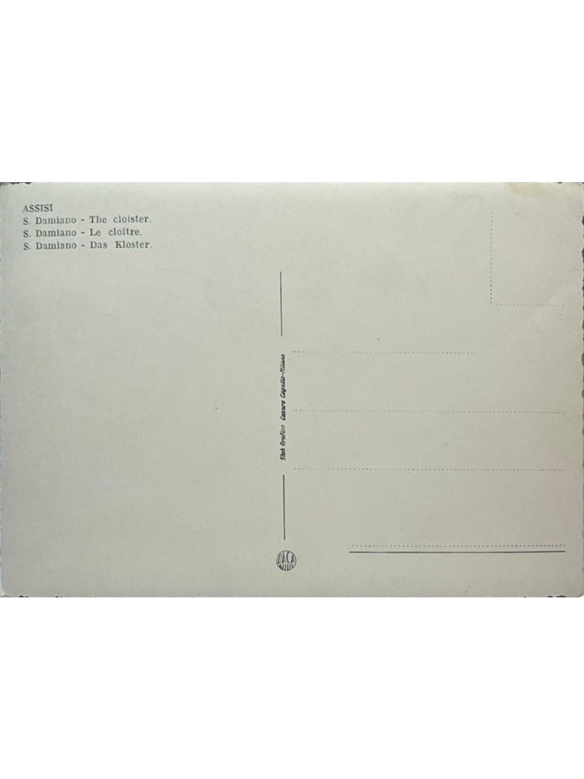 Verso de la carte postale