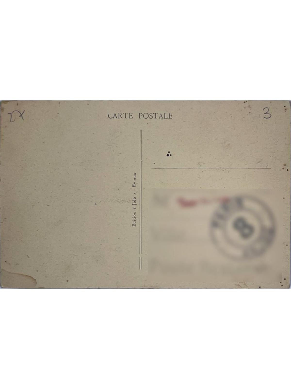 Verso de la carte postale