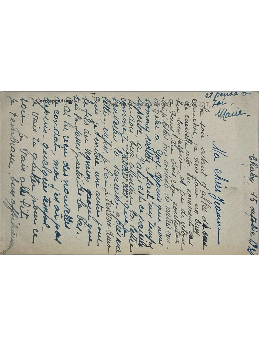 Verso de la carte postale