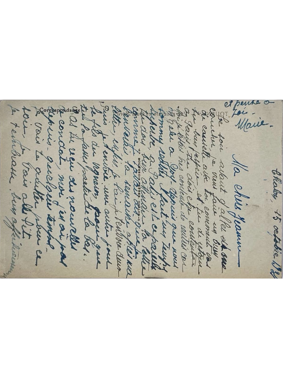 Verso de la carte postale