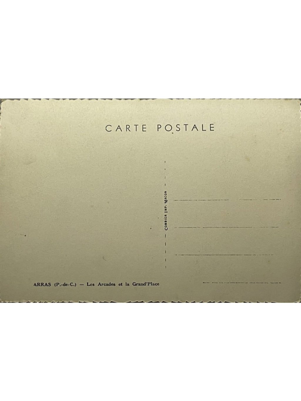 Verso de la carte postale