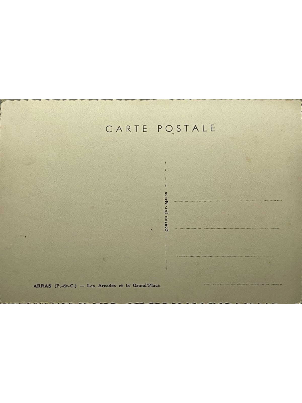 Verso de la carte postale