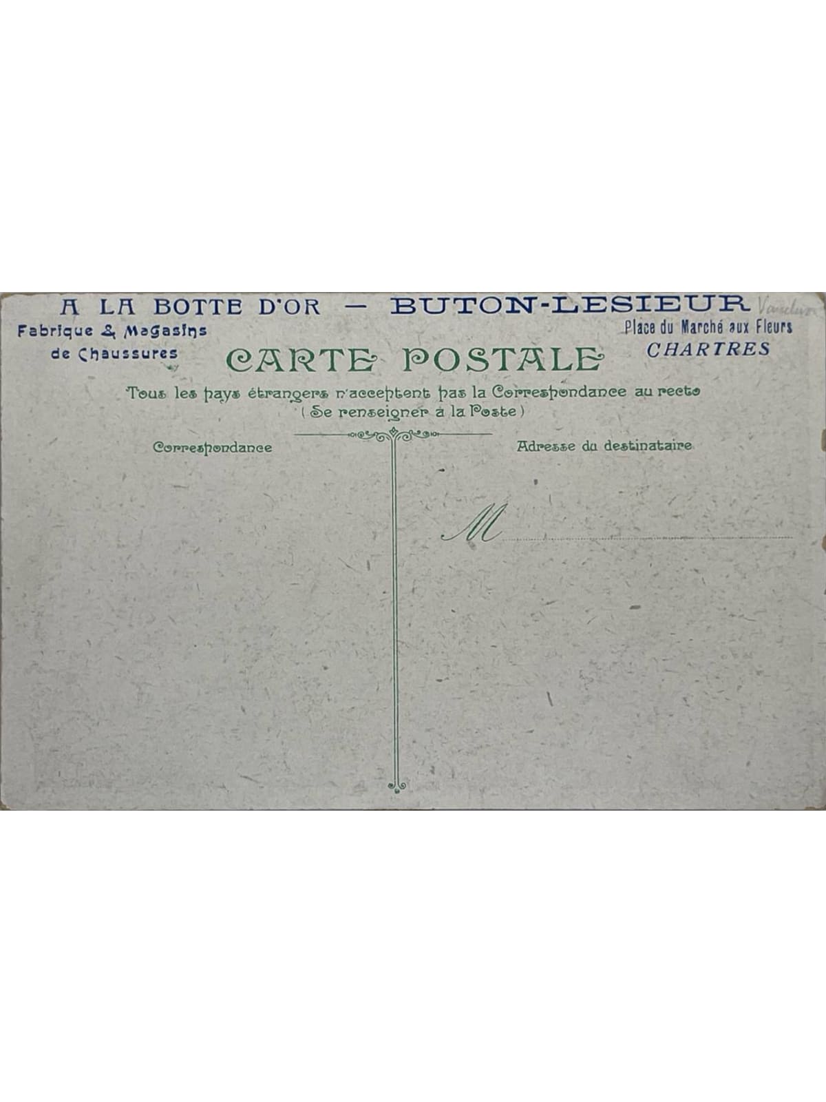 Verso de la carte postale