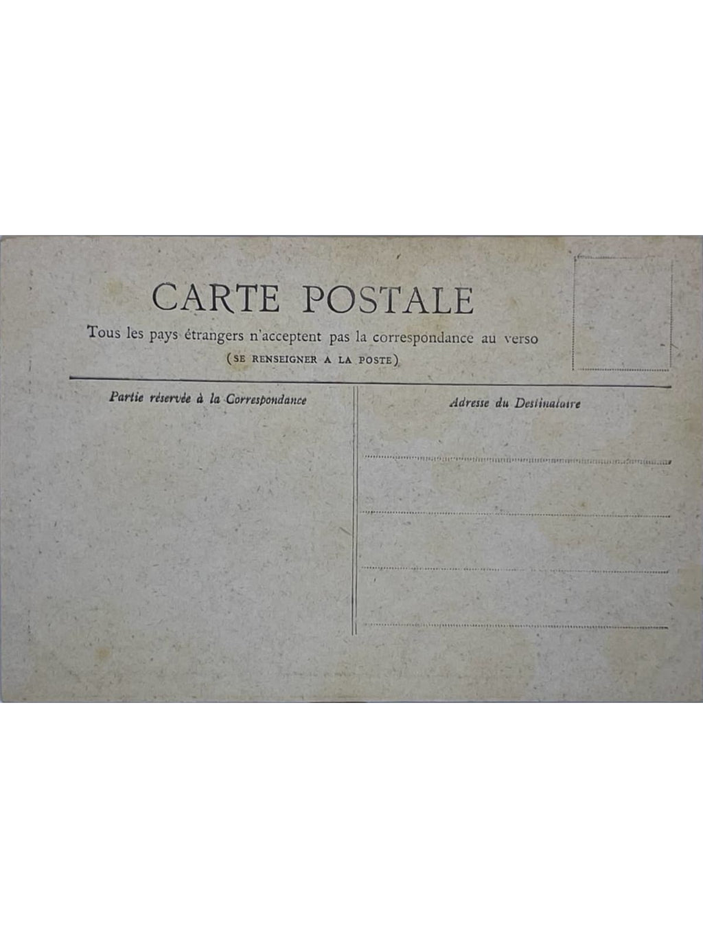 Verso de la carte postale