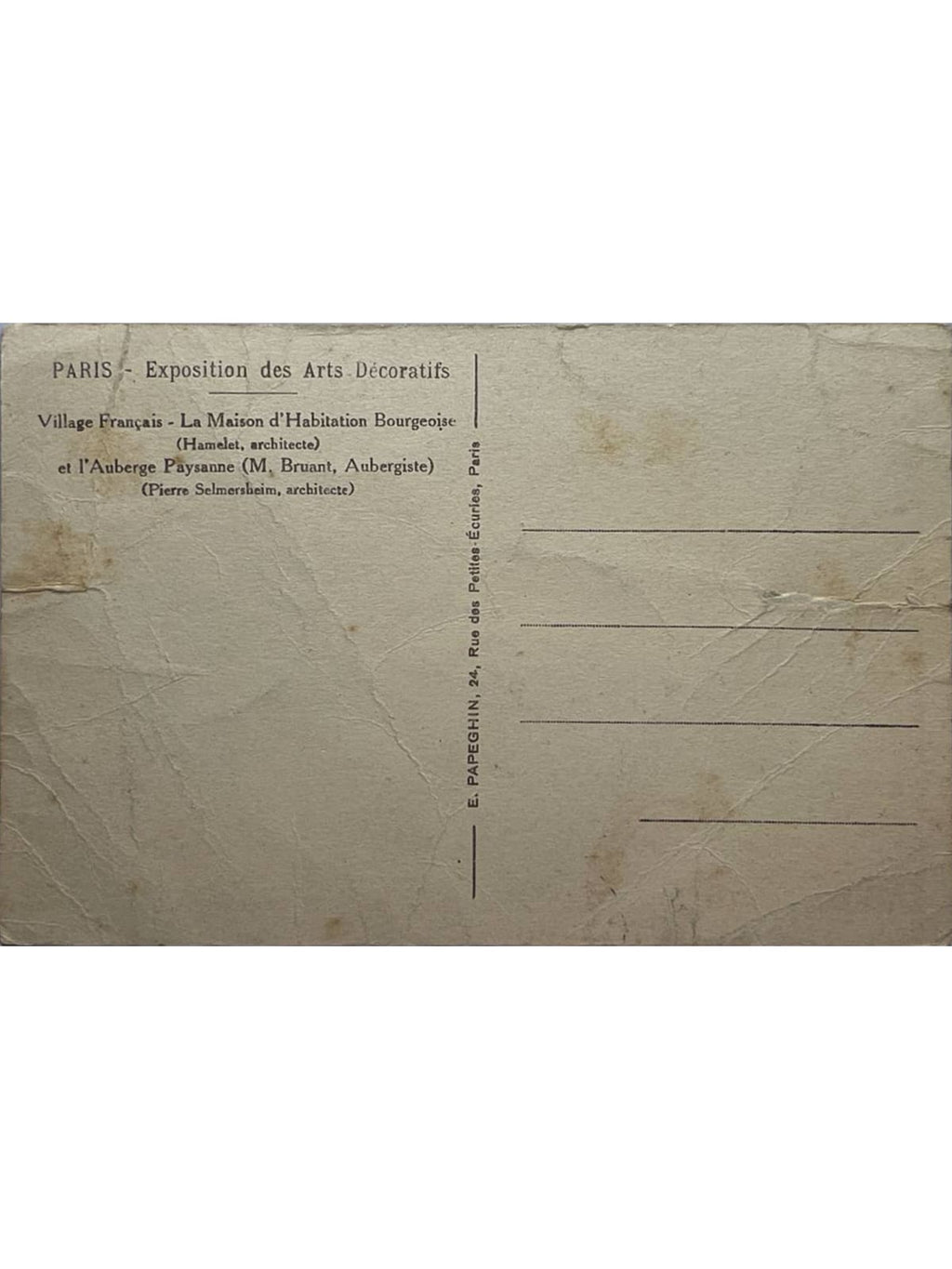 Verso de la carte postale