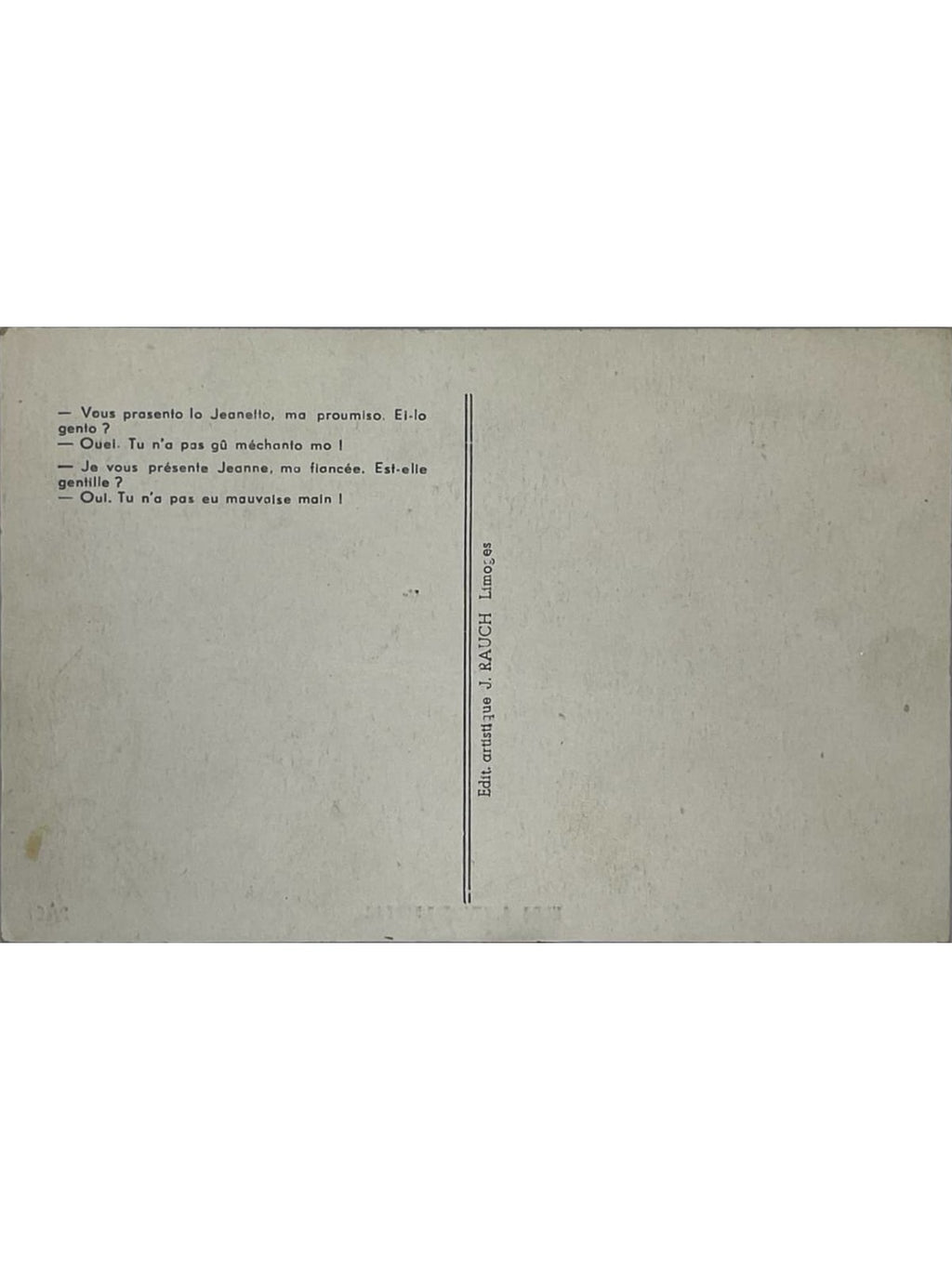 Verso de la carte postale