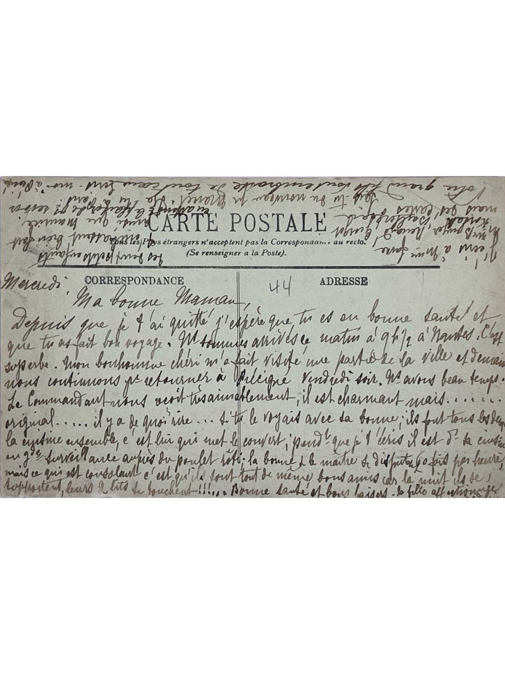 Verso de la carte postale