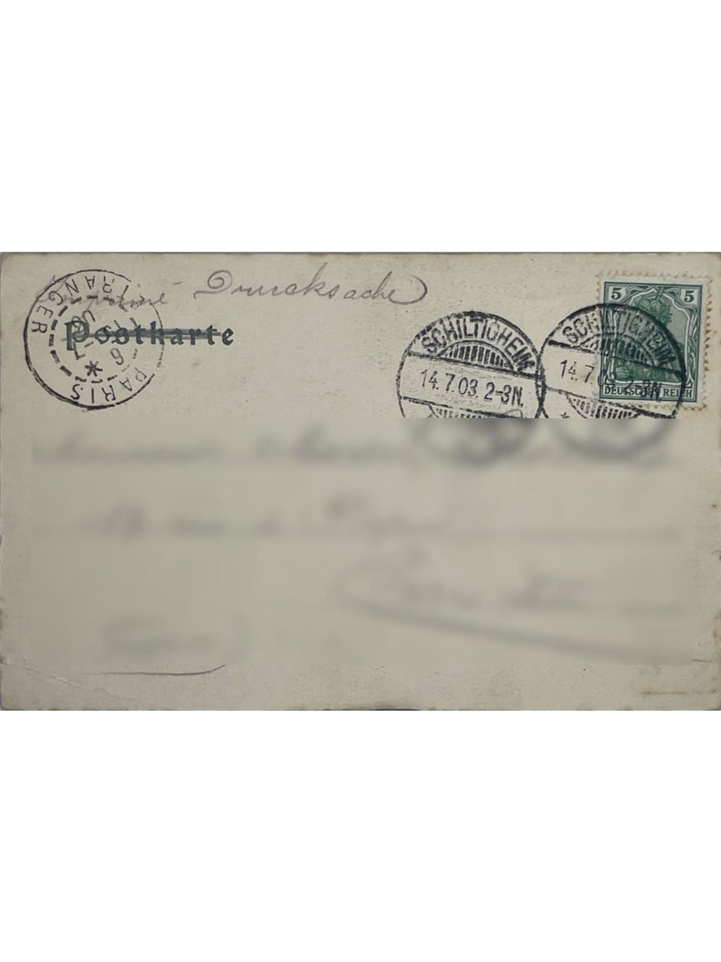 Verso de la carte postale
