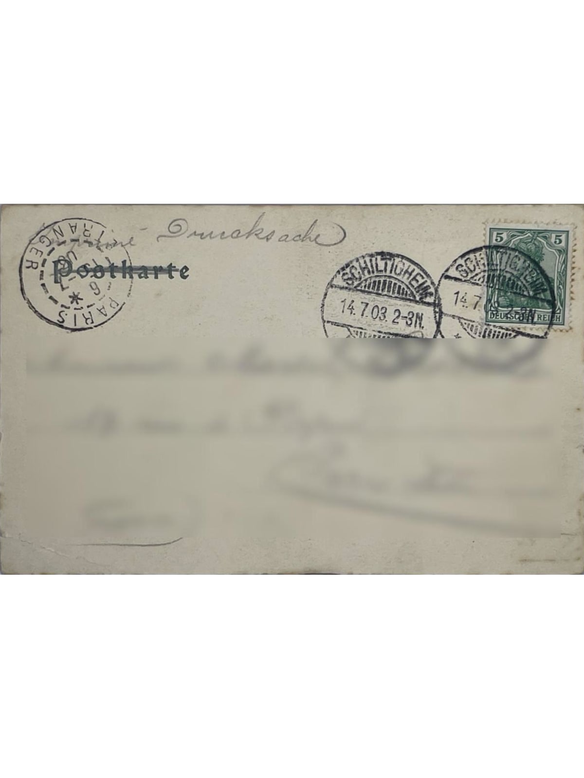 Verso de la carte postale