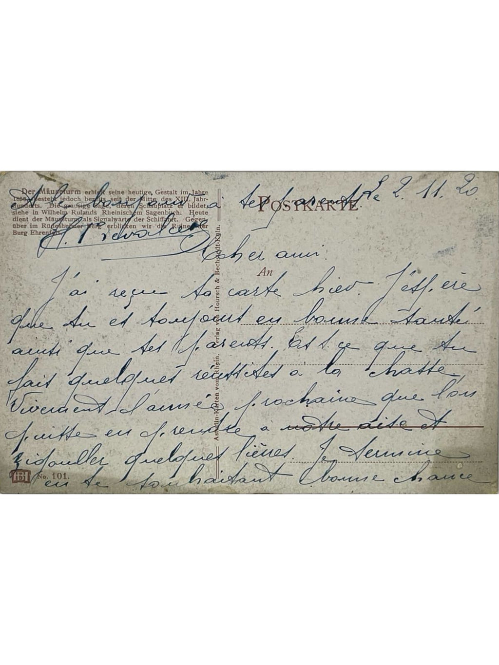 Verso de la carte postale