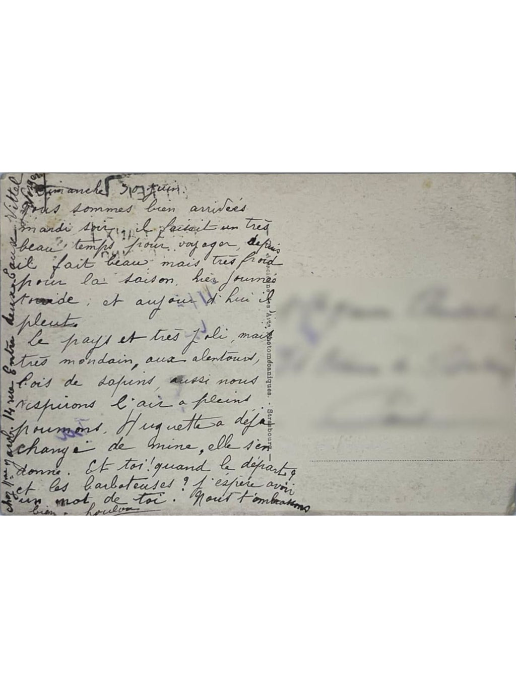 Verso de la carte postale